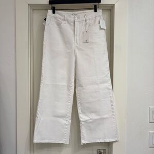 Good American Good Waist Palazzo Cropped Jeans White